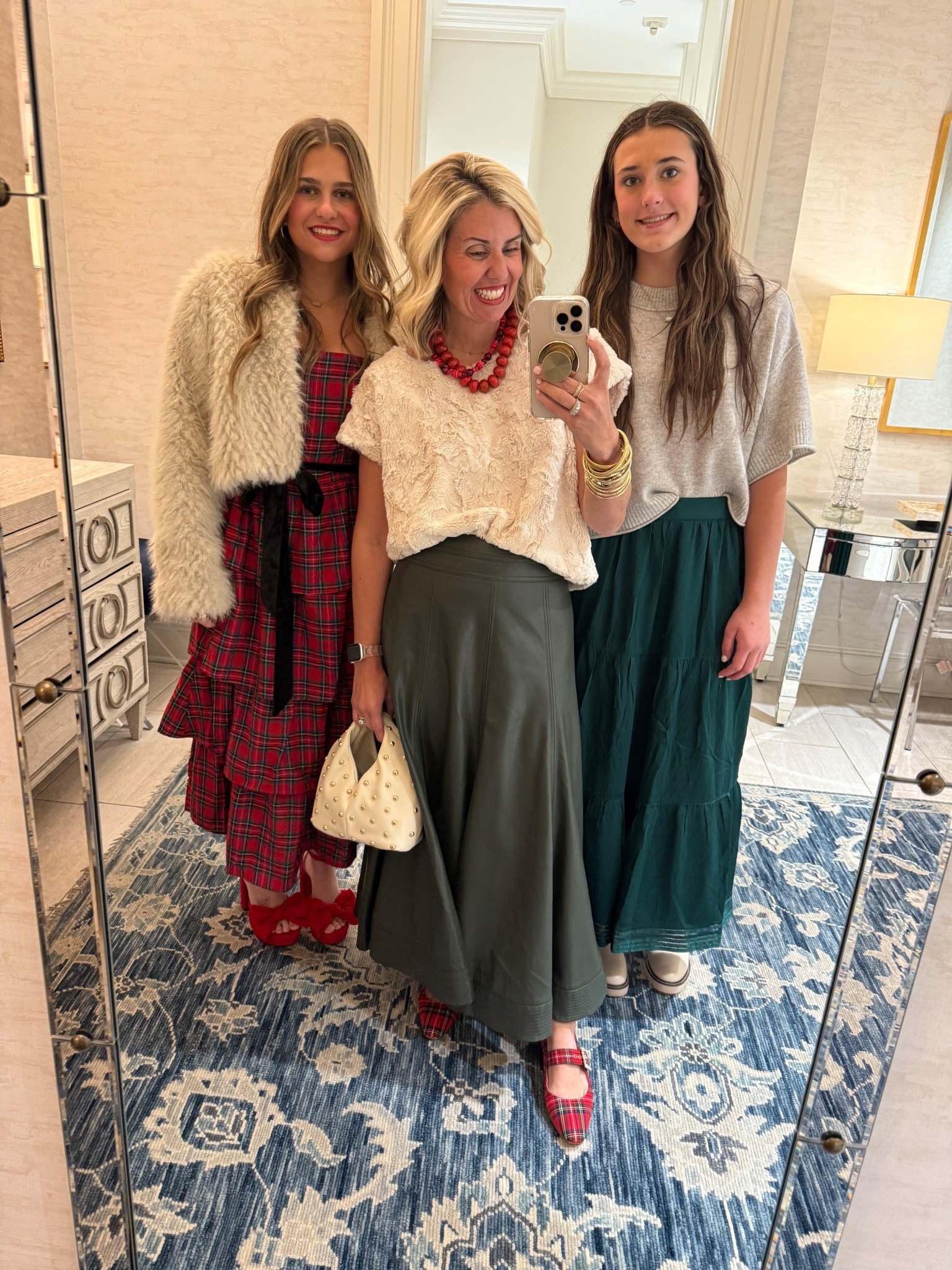 Breakfast with Santa outfits! 

My outfit:
XS top
Small skirt 
8 shoe

Kaiser:
Small dress (is a little big)

MC:
XS skirt and XS top

#LTKOver40 #LTKmomlife #LTKHoliday