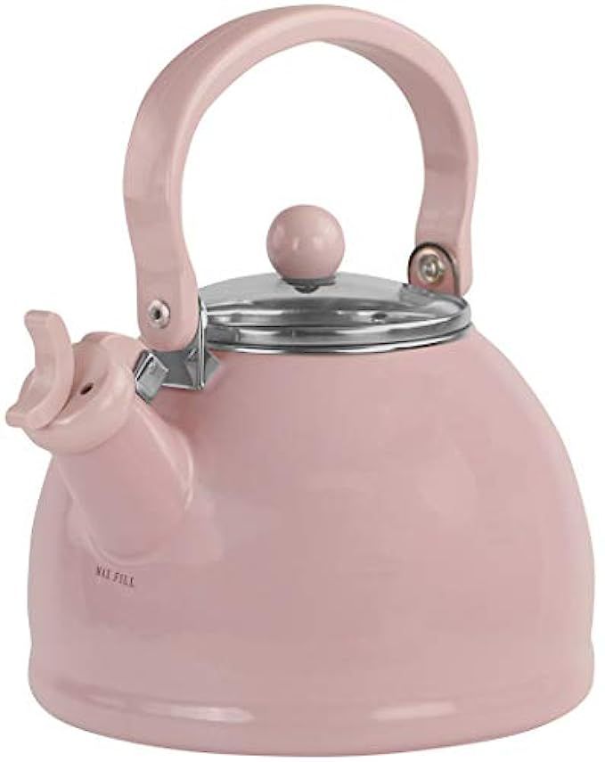 Calypso Basics by Reston Lloyd Harmonic Hum Whistling Teakettle with Glass Lid, 2.2-Quart, Pink | Amazon (US)