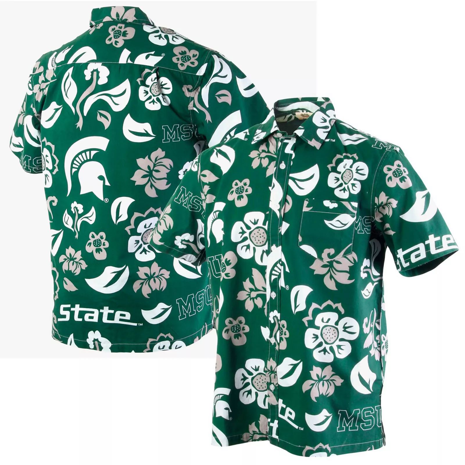 Men's Wes & Willy Green Michigan State Spartans Floral Button-Up Shirt, Size: Large, MSU Green | Kohl's