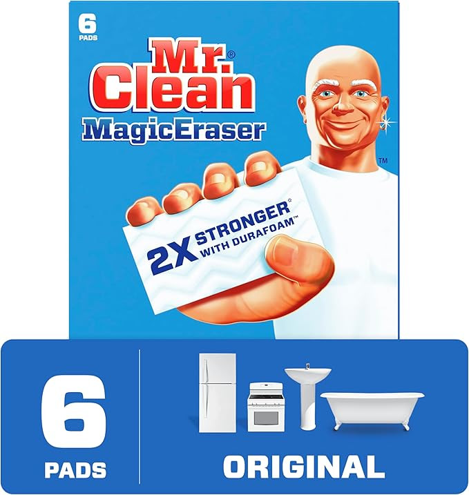 Mr. Clean Magic Eraser Original Cleaning Pads with Durafoam, White, 6 Count | Amazon (US)