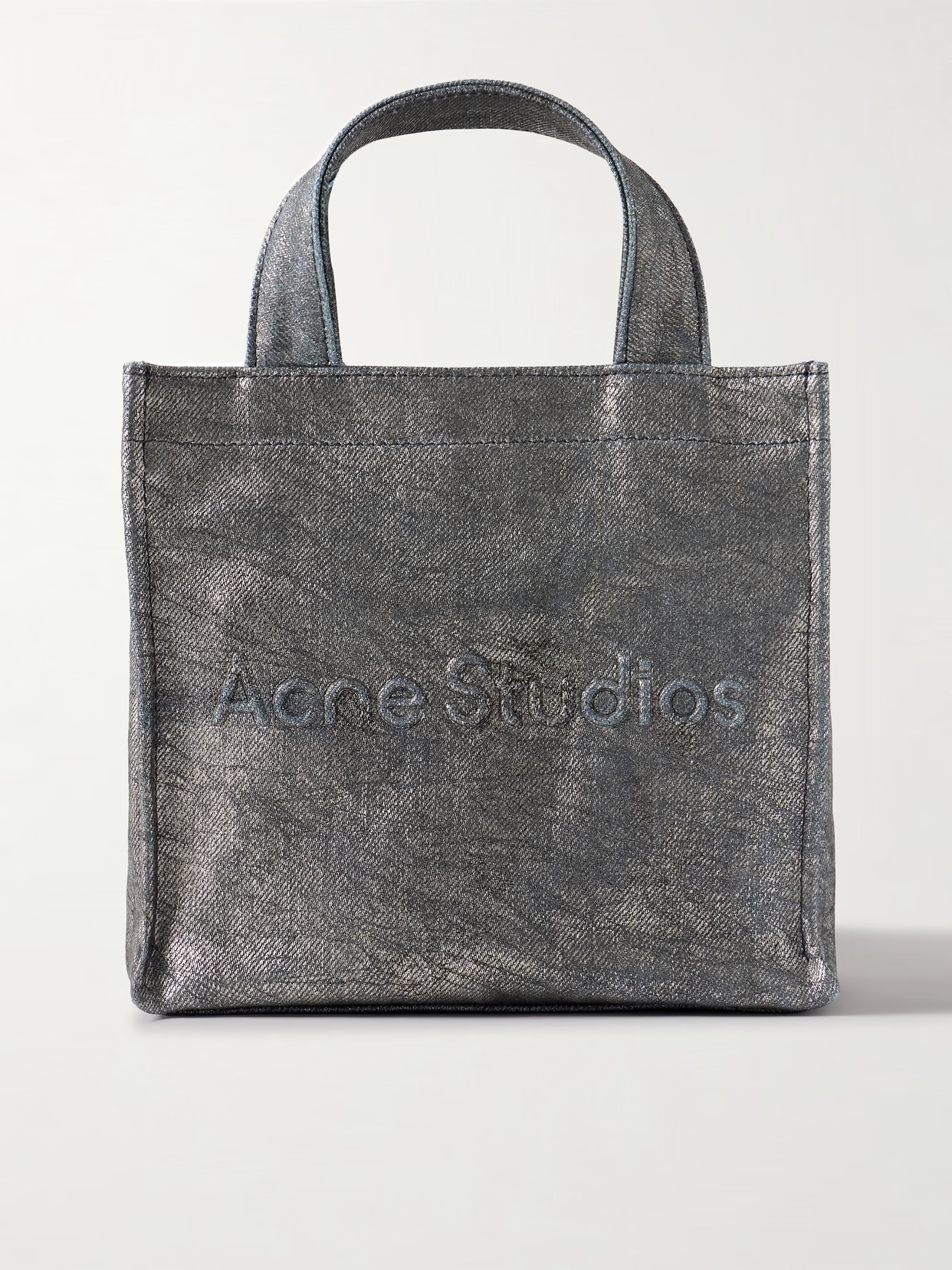 Acne Studios - Embossed Distressed Metallic Denim Tote - Blue | NET-A-PORTER (UK & EU)