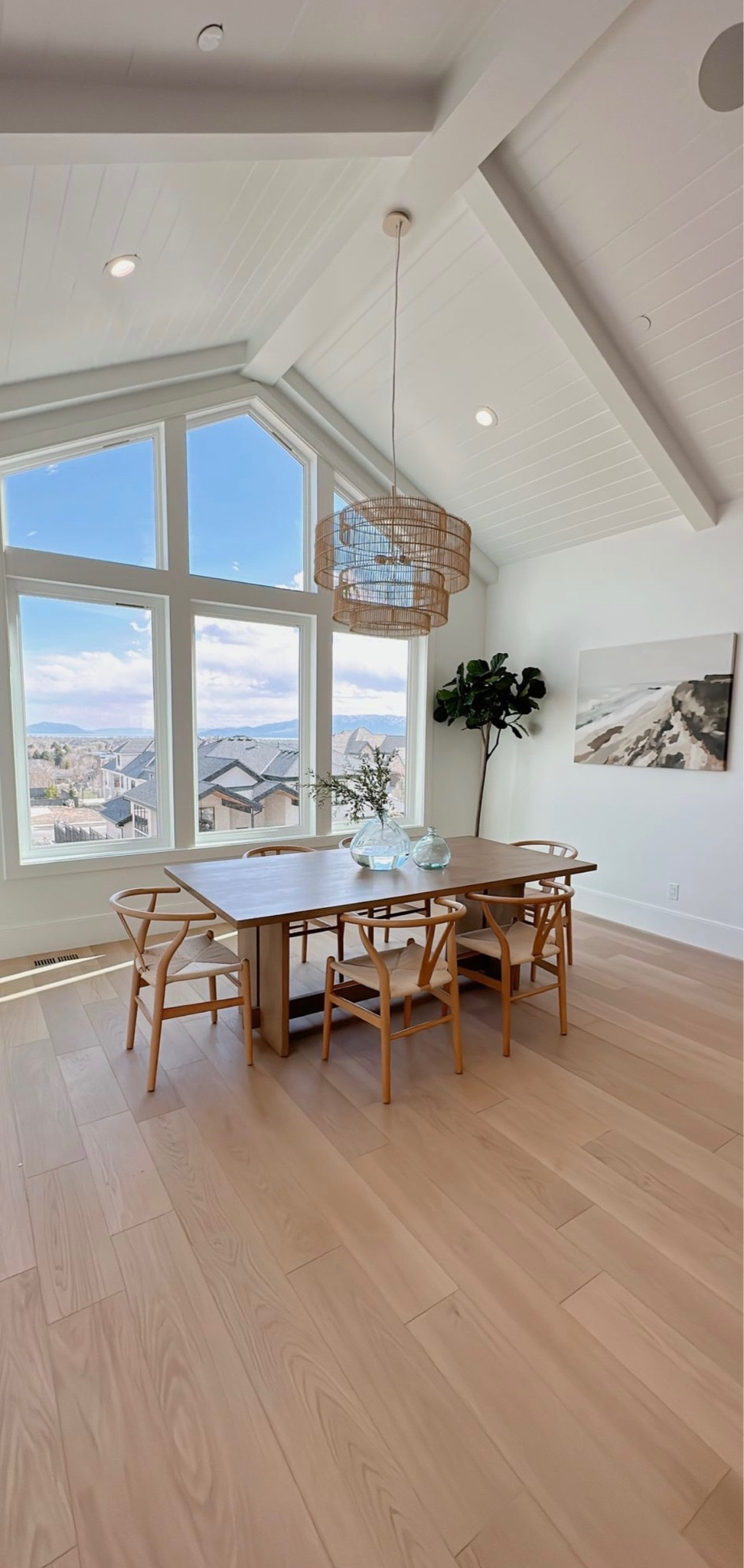 Dining room
Dining table, dining chairs, wishbone chair, faux tree, fiddle leaf, coastal, art, decor, large vase, home staging 

#LTKstyletip #LTKsalealert #LTKhome