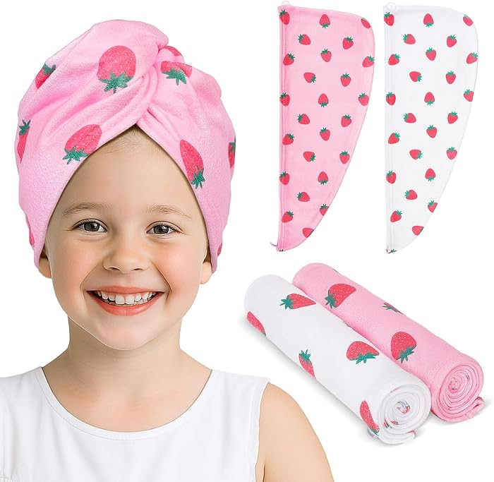 Kids Microfiber Hair Towel Wrap 2Pack Absorbent Hair Drying Turban for Girl | Amazon (US)