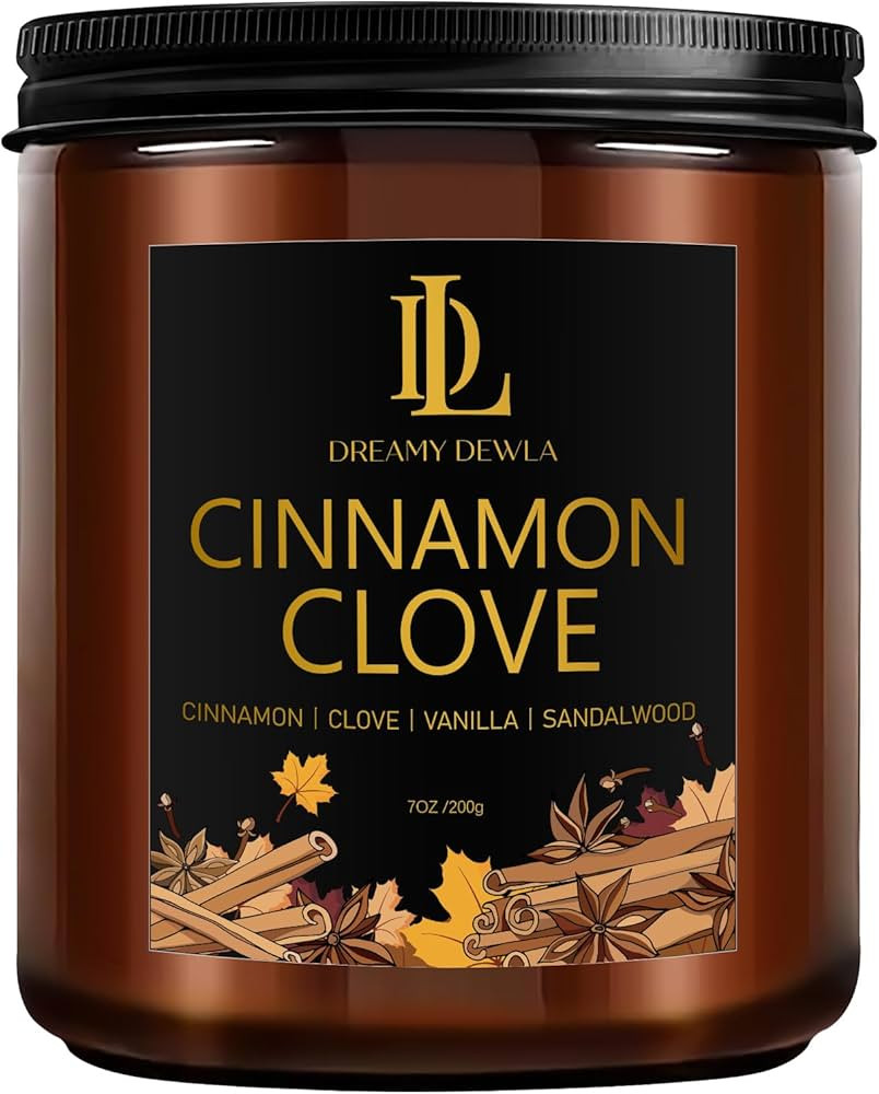 Fall Candle | Cinnamon Clove Scented Candle, Fall Scented Candles for Home - 7 oz Aromatherapy Ja... | Amazon (US)