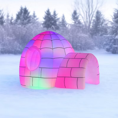 8' Color Changing Inflatable Igloo - Quick Inflate (<5 Mins), LED Disco Lightshow, Waterproof, 24"x26" Peek Window, 3ft Entrance for Holiday Kids Fun | Target