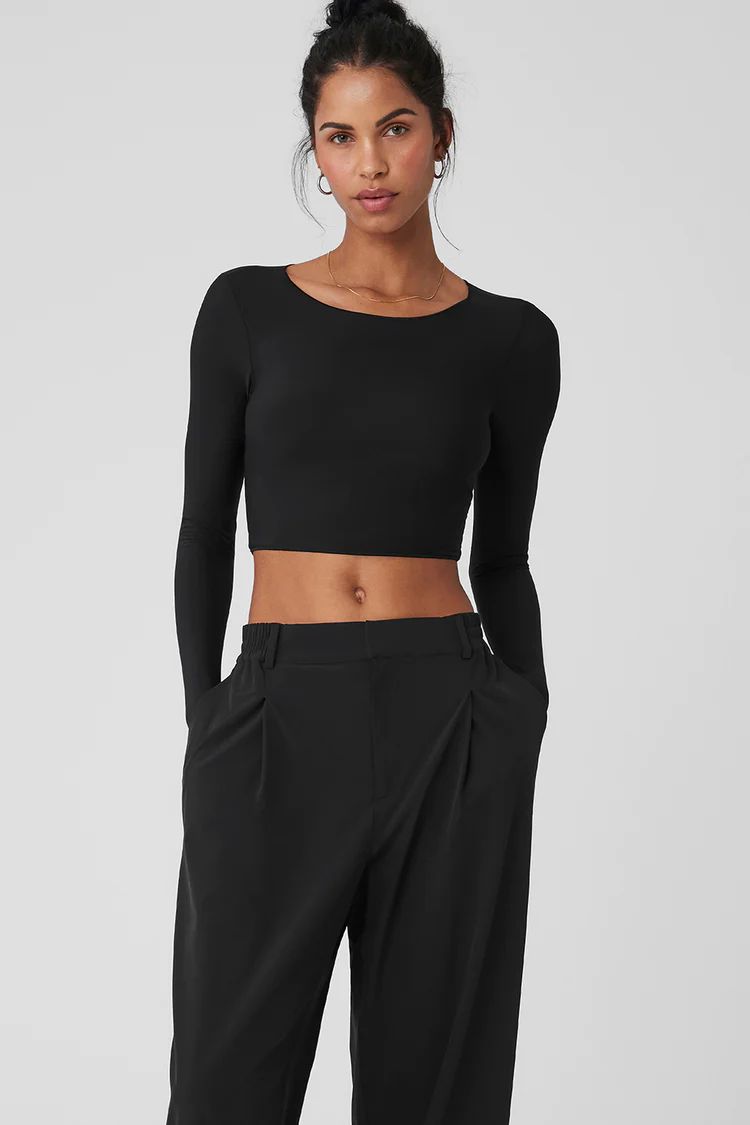 Mesh Sheer Illusion Long Sleeve - Black | Alo Yoga