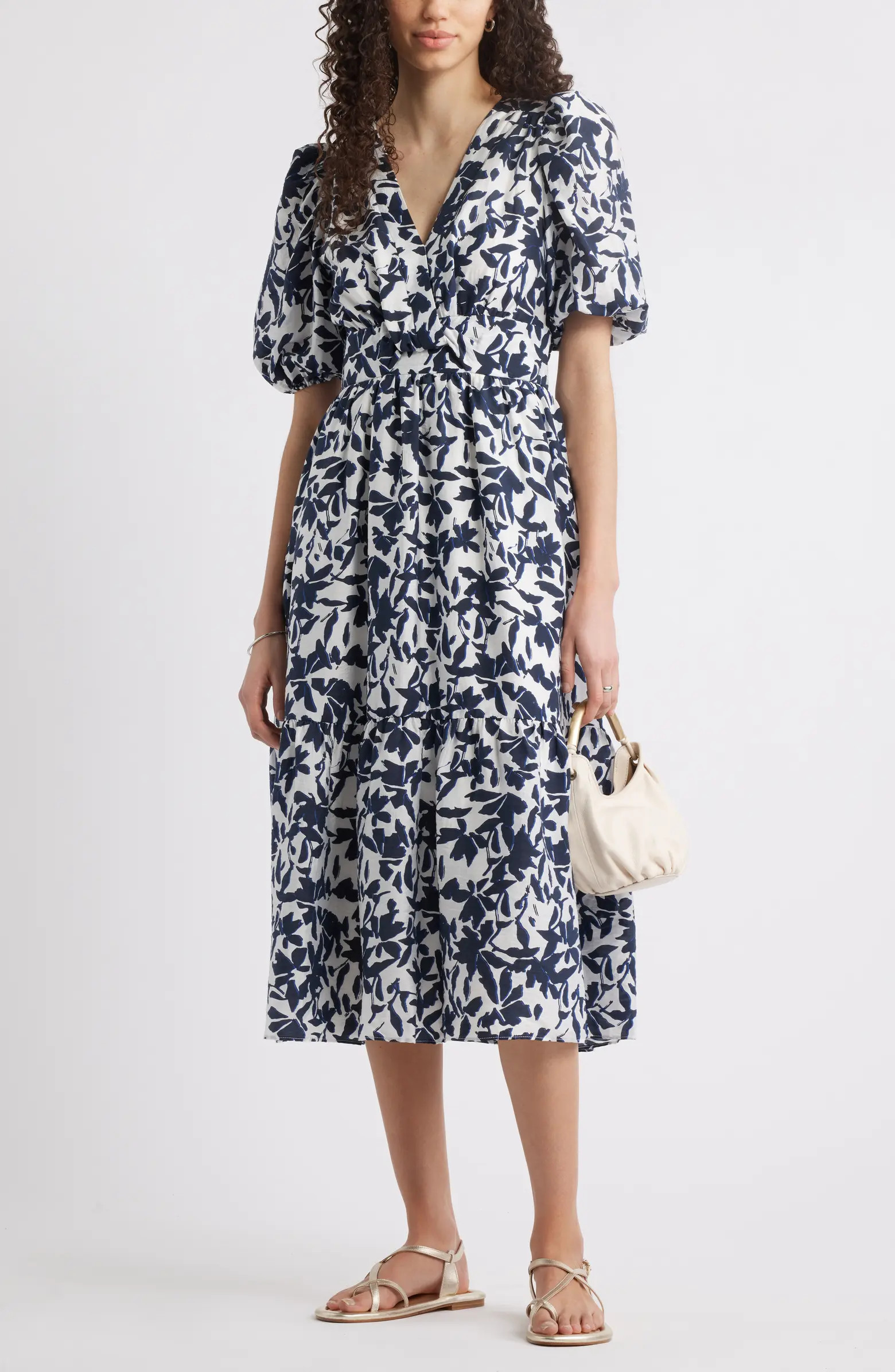 Twist Detail Allover Print Midi Dress | Nordstrom