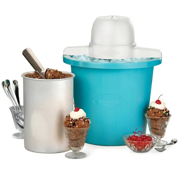 Nostalgia 4-Quart Electric Ice Cream Maker, Blue | Walmart (US)