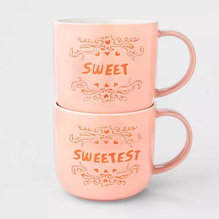 15oz 2pk Stoneware Sweet and Sweetest Mugs - Opalhouse™ | Target