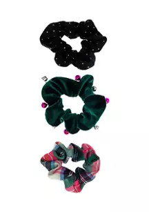 Set of 3 Holiday Hair Scrunchies | Belk