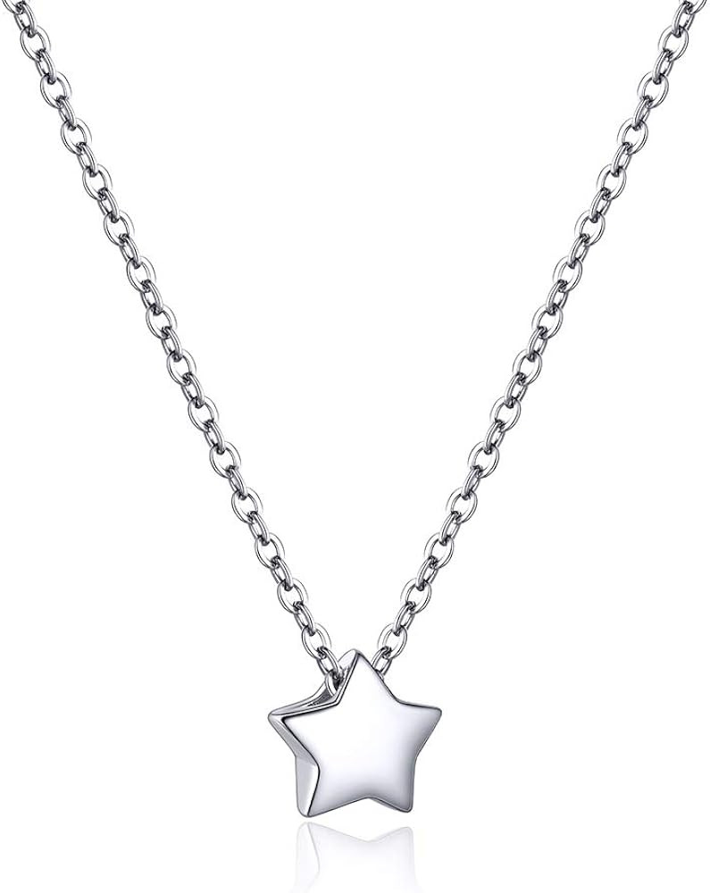 PROSILVER Dainty 925 Sterling Silver Necklace Heart/Round/Star/Moon/Triangle/Vertical Bar Pendant... | Amazon (US)