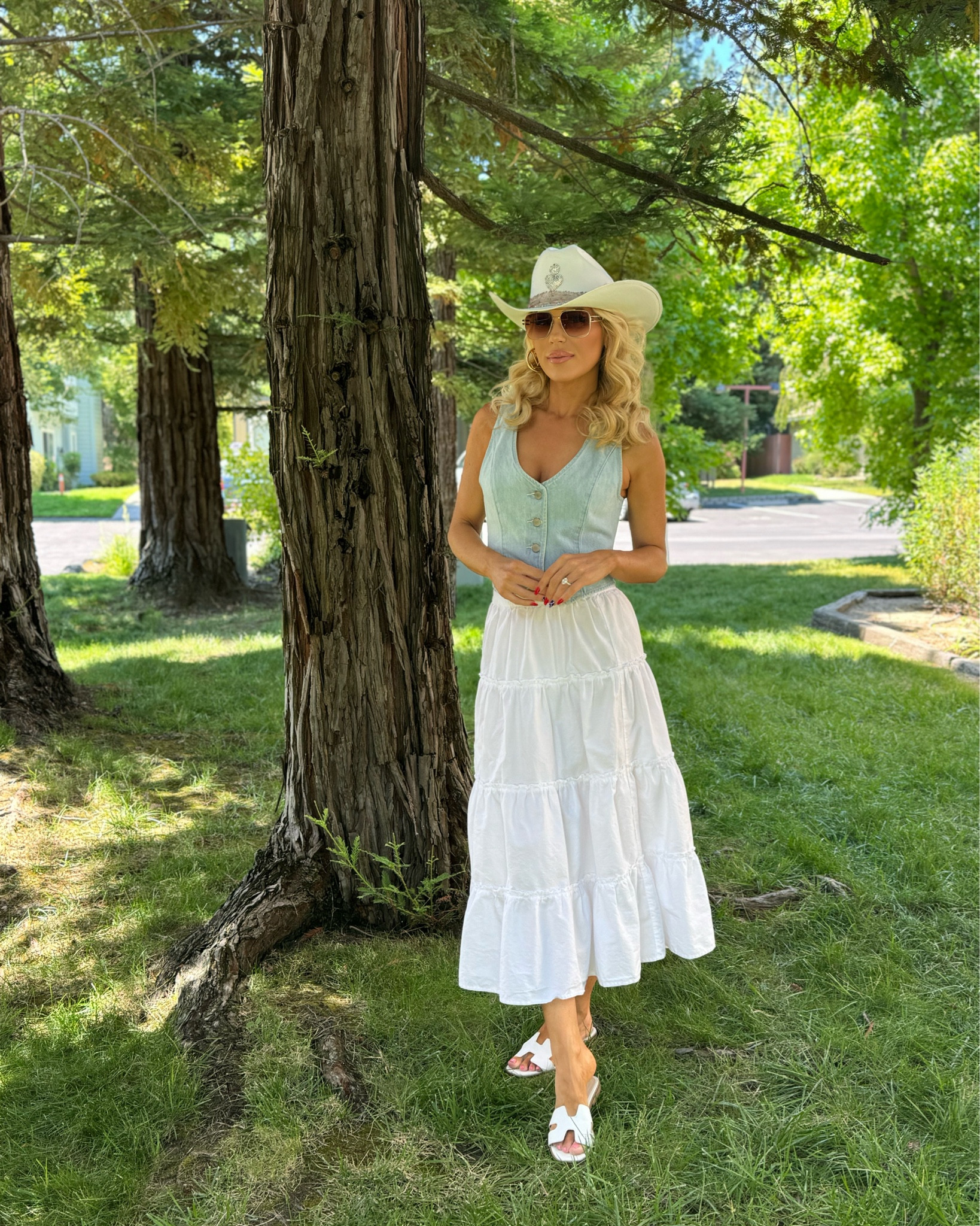 Love this whole cowgirl look! 

My skirt is from Artizia and I am wearing a size small and am 5’6, my vest is a size small as well. Shoes & sunnies are linked below. My cowboy hat is custom made by Glo design lab on Instagram 👍🏻 (linked on my post) 

#LTKSeasonal #LTKFindsUnder100 #LTKStyleTip