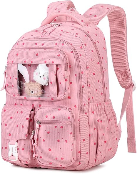 Corduroy Backpack, Pink Strawberry | Amazon (US)