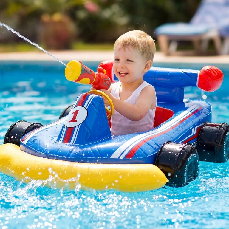 Pool Floats for Kids, Inflatable Kids Pool Floats with Water Blaster & Steering Wheel with "Bibi"... | Walmart (US)