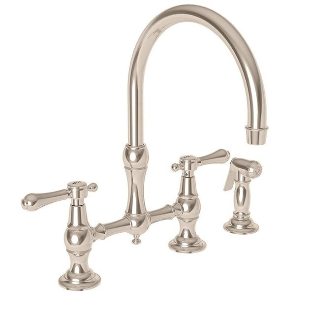 Chesterfield Two Handle High Arc Kitchen Bridge Faucet with Side Sprayer | Riverbend Home