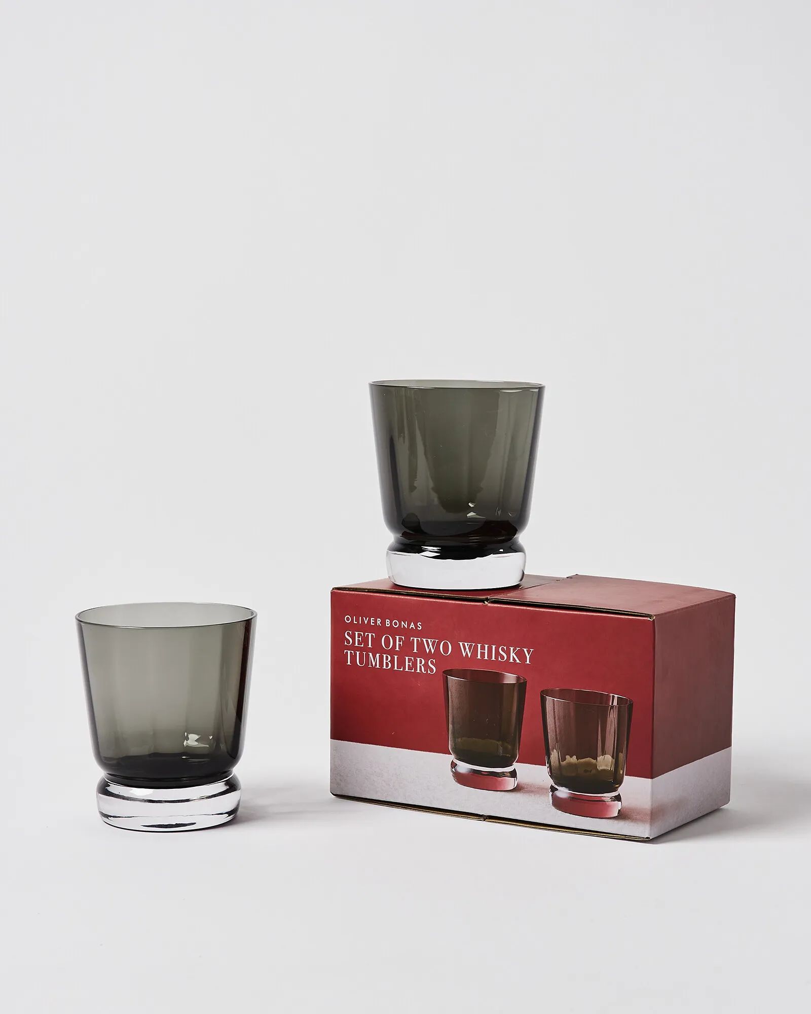Ovi Grey Glass Whisky Tumblers Set of Two | Oliver Bonas (Global)