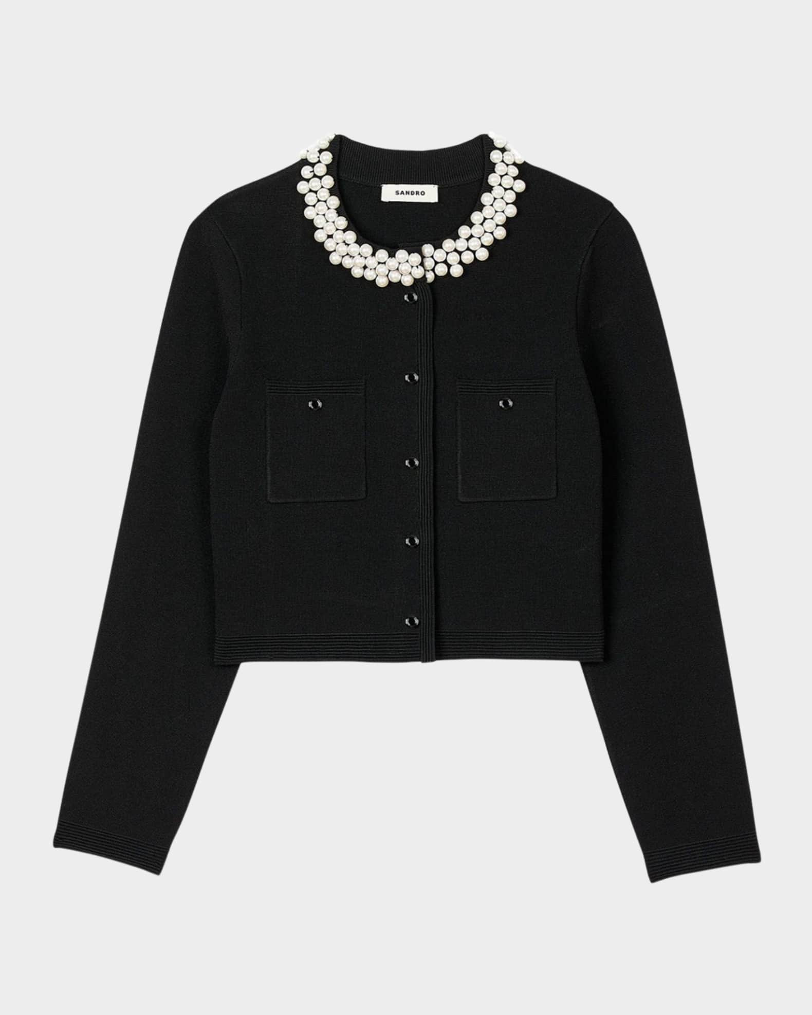 Sandro Claranciana Beaded Collar Cardigan | Neiman Marcus
