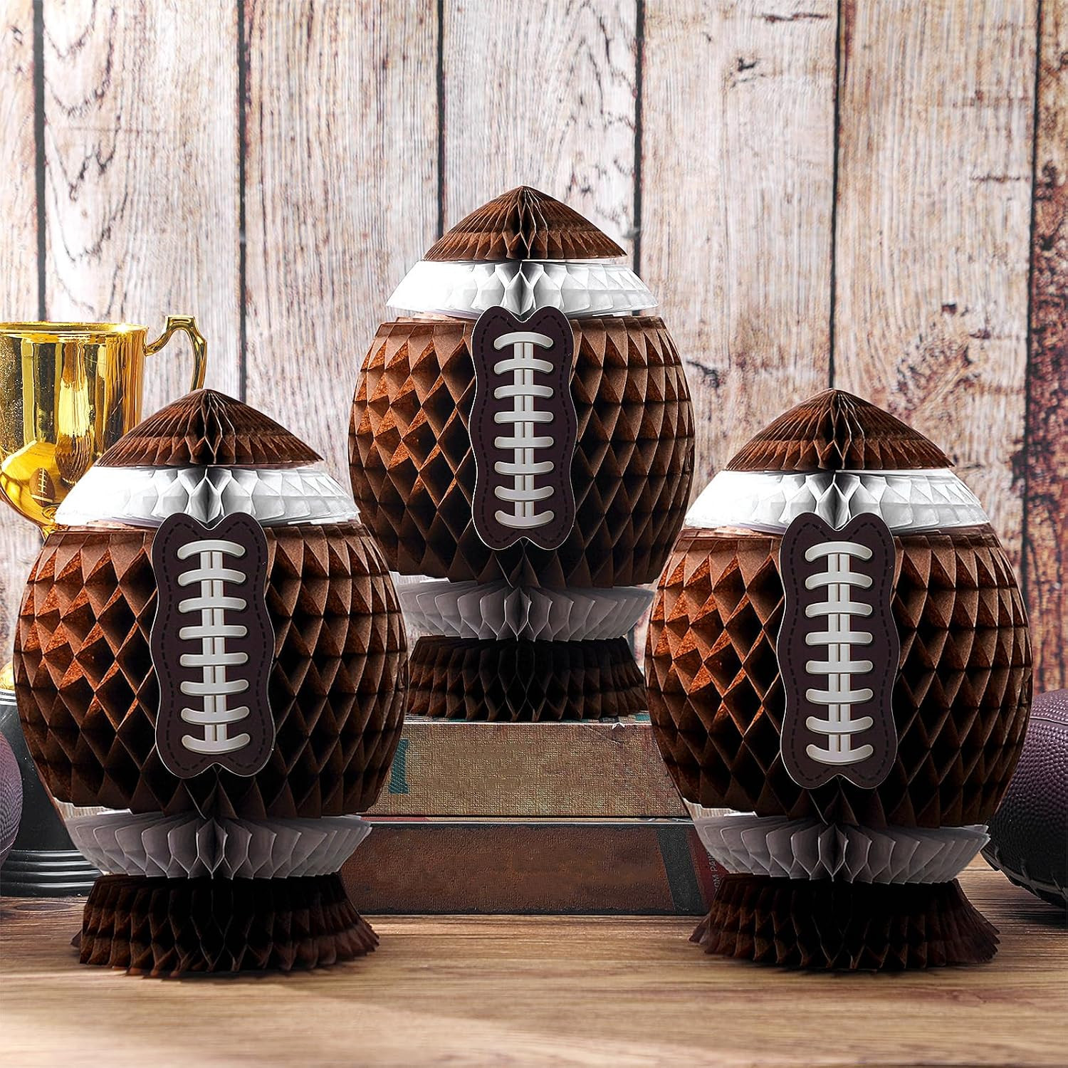 Fourluoo 3 Pcs Football Party Decorations 3D Honeycomb Table Centerpieces | Amazon (US)