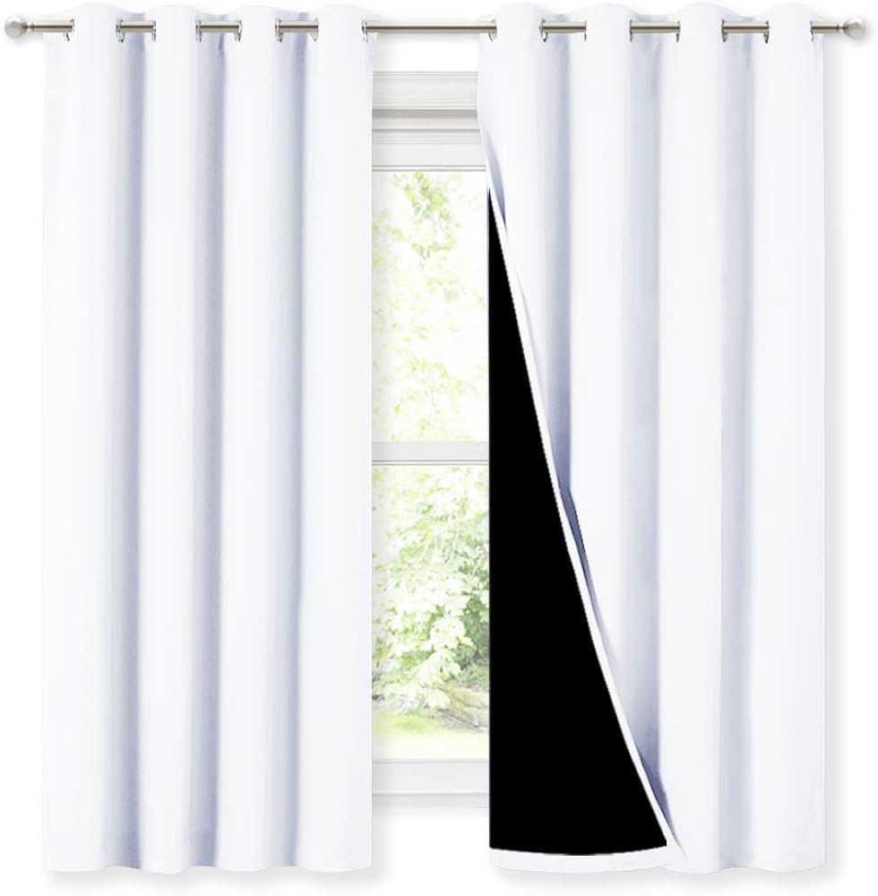 NICETOWN White 100% Blackout Lined Curtains, 2 Thick Layers Completely Blackout Window Treatment ... | Amazon (CA)