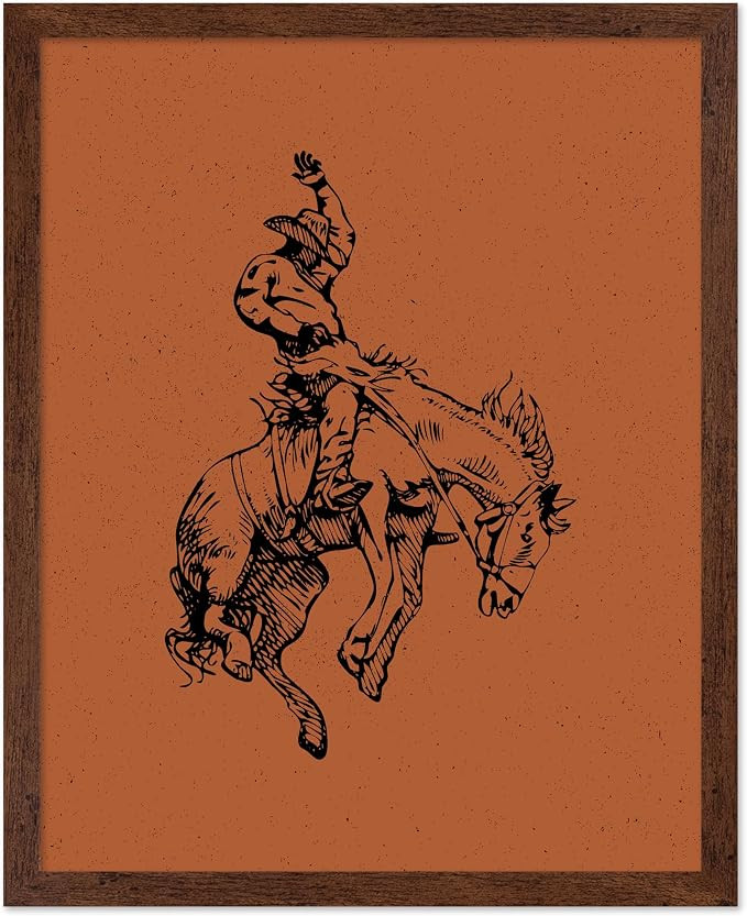 Poster Master Brown Rodeo Poster - Retro Cowboy on Bucking Horse Print - Cowboy Art - Western Pri... | Amazon (US)