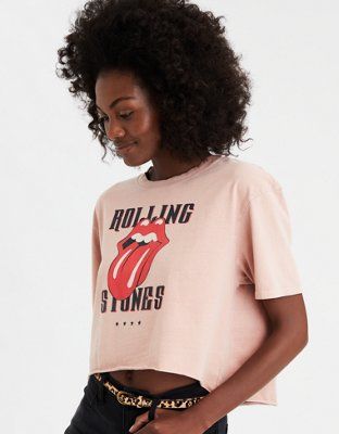 AE Hi-Low Rolling Stones Graphic T-Shirt | American Eagle Outfitters (US & CA)