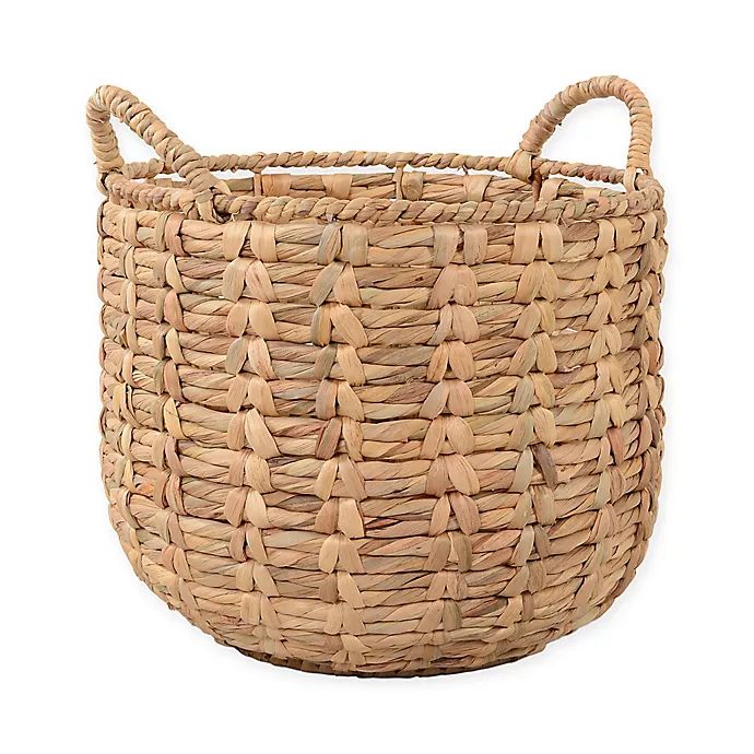 Water Hyacinth 17-Inch Round Basket with Handles | Bed Bath & Beyond