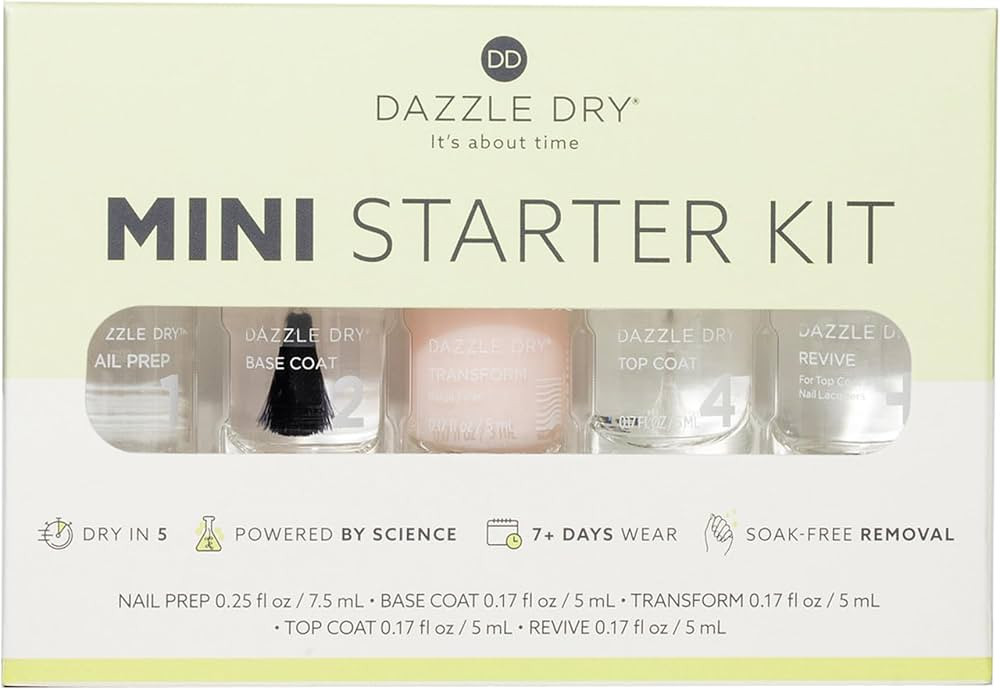 Dazzle Dry Complete Starter Mini Kit | Step 1 - Nail Prep, Step 2 - Base Coat, Step 4 - Top Coat,... | Amazon (US)