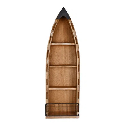Wooden Boat Decor With Shelf