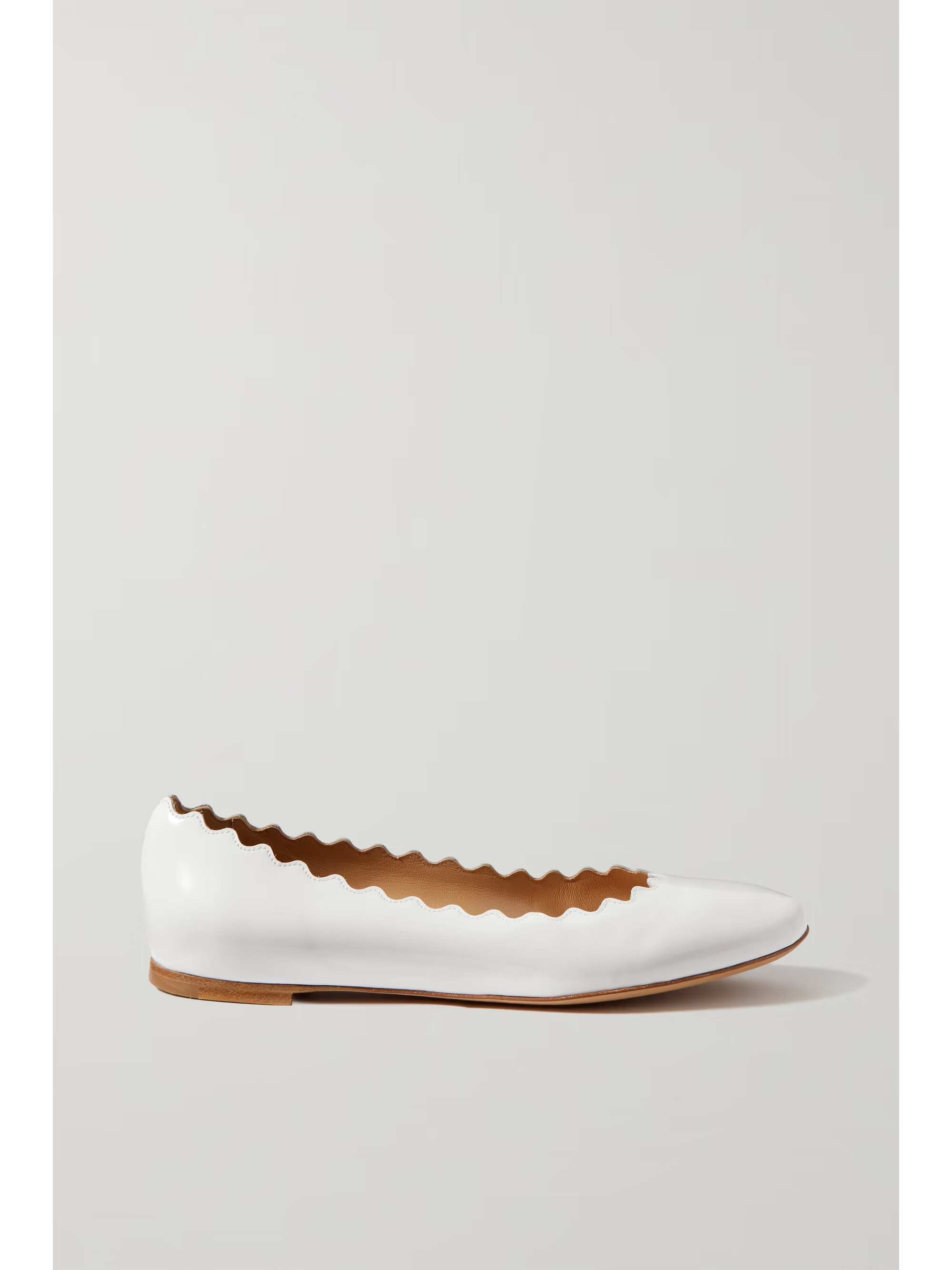 Lauren scalloped glossed-leather ballet flats | NET-A-PORTER (US)
