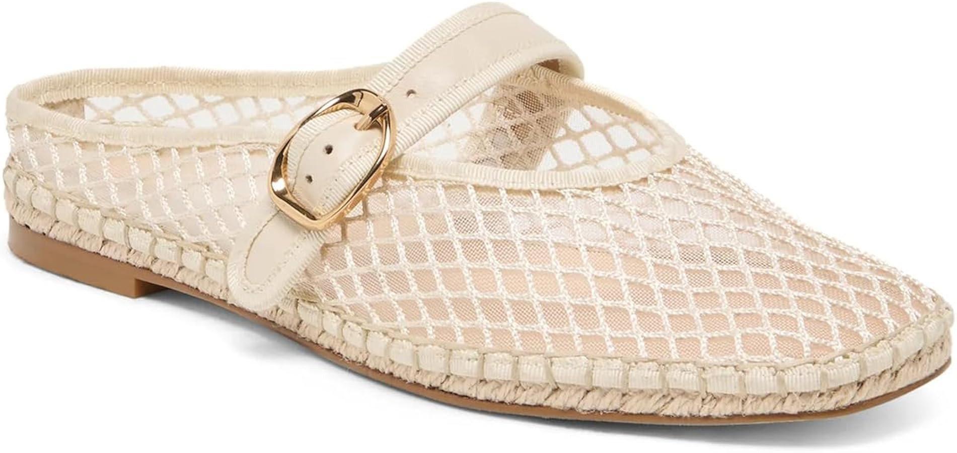Women’s Mesh Ballet Flat Square Toe Woven Mules with Buckle Strap Mary Jane Espadrilles Summer ... | Amazon (US)