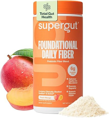 Supergut Foundational Daily Fiber Powder, Sugar Free & Vegan Prebiotic Fiber Blend for Gut Health... | Amazon (US)