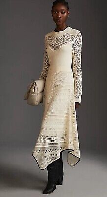 NWT Anthropologie Victorian Sweater Ivory High Low Preppy Midi Dress Sz Small  | eBay | eBay US