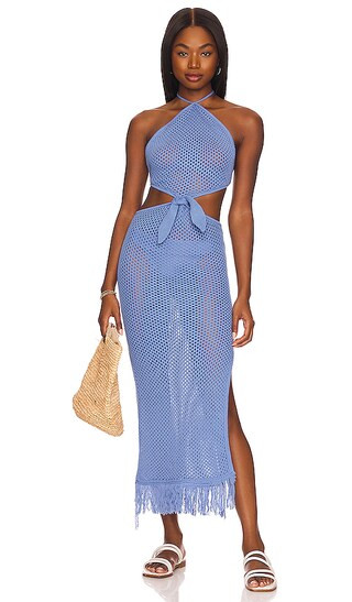 Crochet Fringe Dress in Blue Jean | Revolve Clothing (Global)
