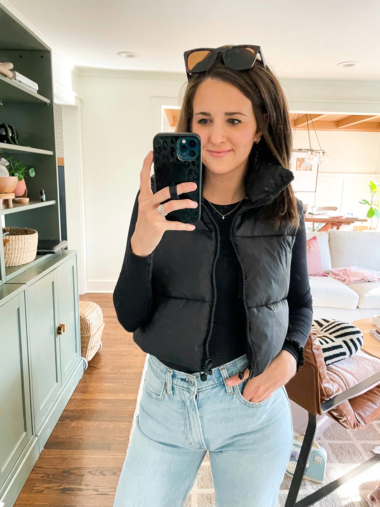 I’ve never worn a bodysuit until now and I’m obsessed!!! So flattering and comfortable! Wearing a small in the bodysuit and vest 