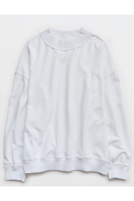 Aerie Alumni Mockneck Sweatshirt Women's White XXS | Aerie