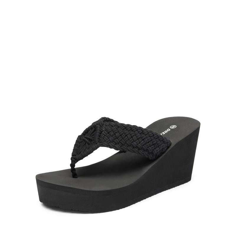 Woven Strap Platform Wedge Flip Flops | Dream Pairs