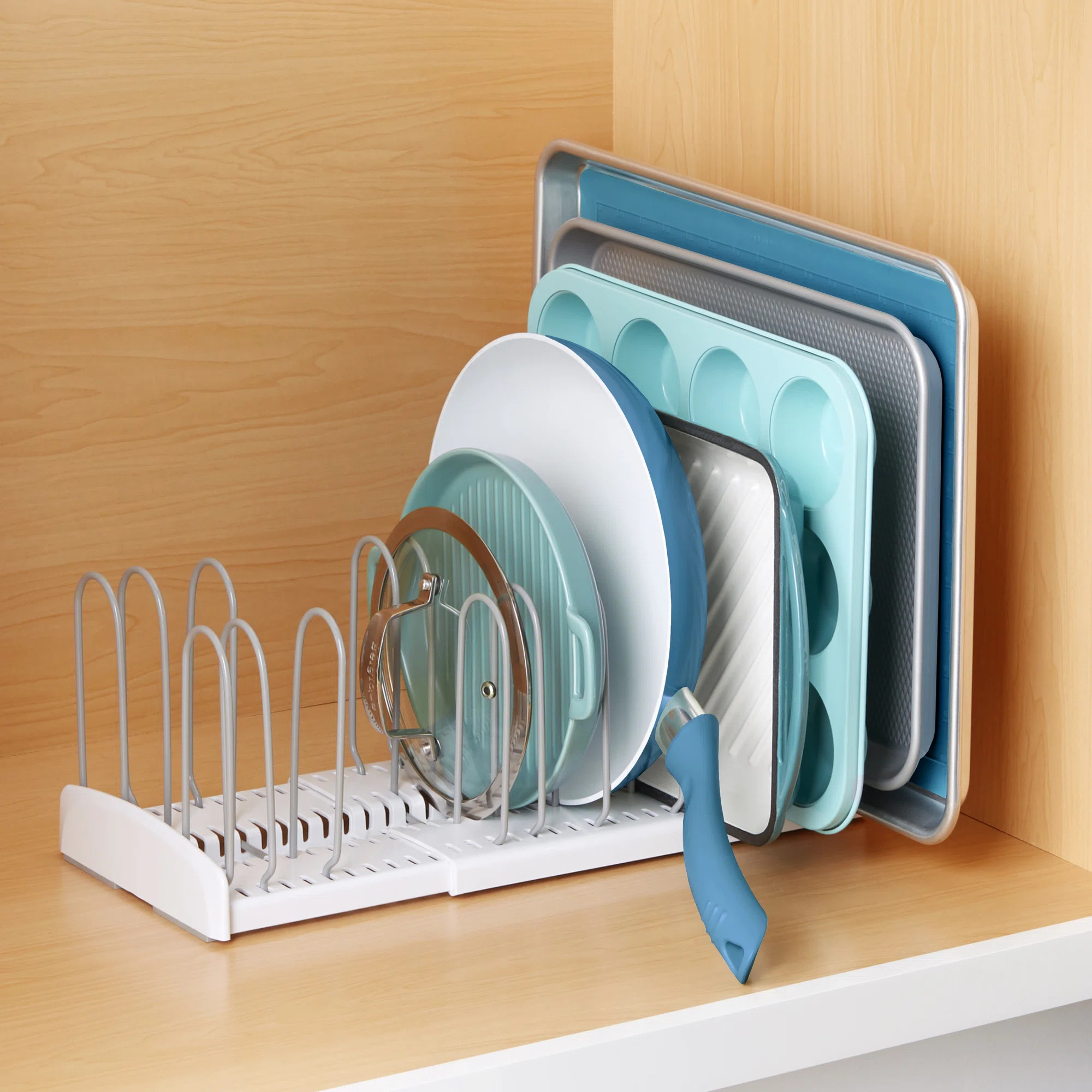 YouCopia StoreMore Expandable Pan and Pot Lid Organizer Rack for Kitchen Cabinet Storage | Wayfair North America