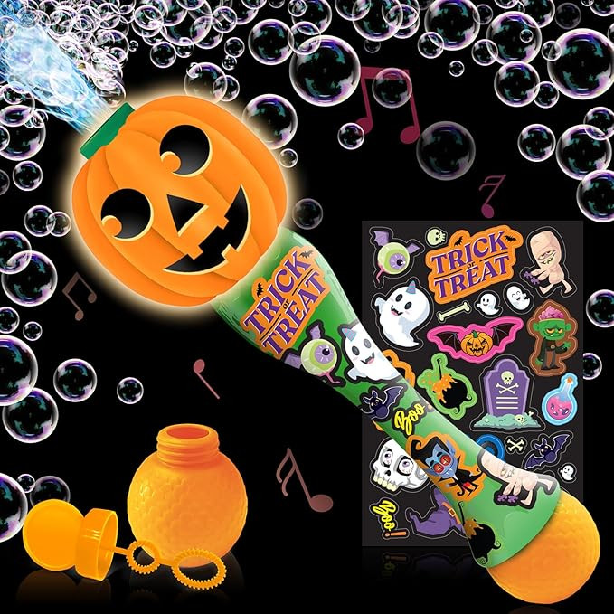 ArtCreativity Halloween Bubble Wand for Kids, 14" Light Up Pumpkin Bubble Wand for Toddlers with ... | Amazon (US)