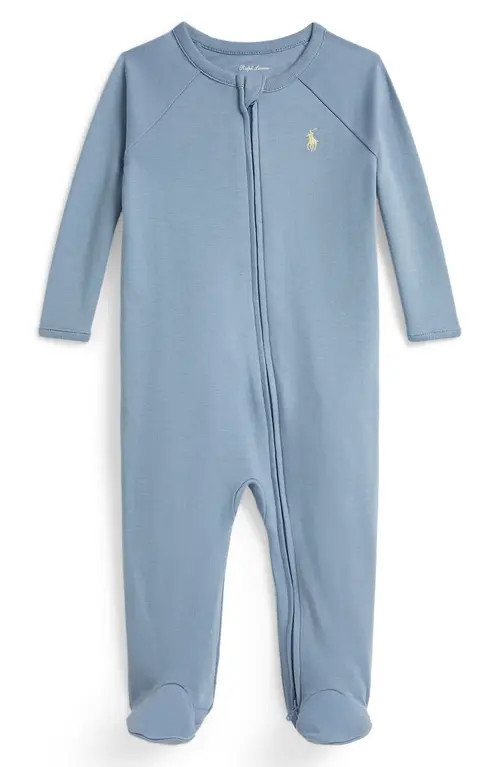 Ralph Lauren Cotton Interlock Footie in Vessel Blue at Nordstrom, Size 9M | Nordstrom