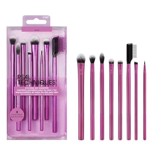 Real Techniques 8 Piece Everyday Eye Essentials Makeup Brush Set, Eye Brushes for Eye Liner, Eyeshadow, Brows, & Lashes, Travel Friendly, Gift Set, Synthetic Bristles, Cruelty-Free & Vegan | Amazon (US)