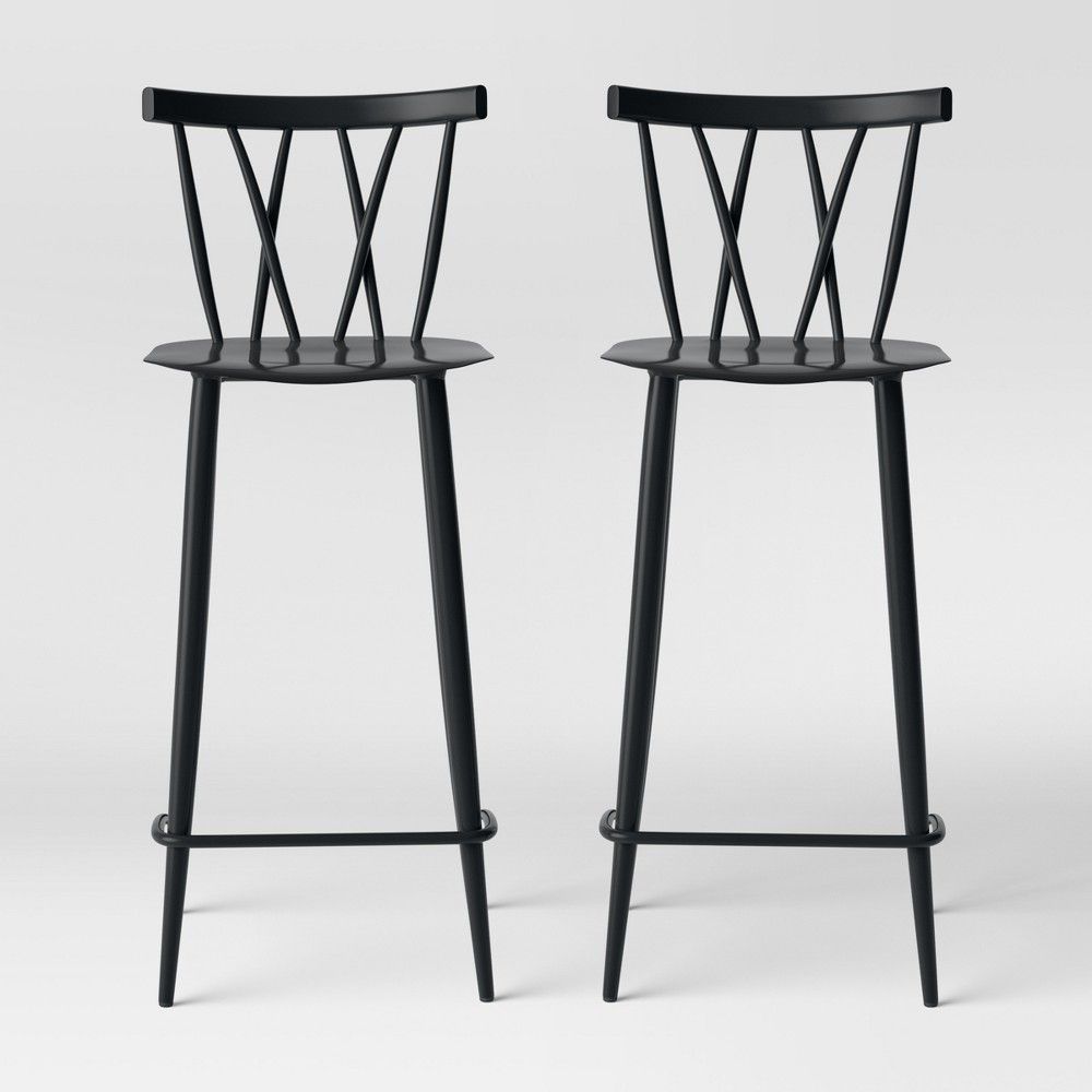 Set of 2 Becket Metal X Back Barstool Black - Project 62™ | Target