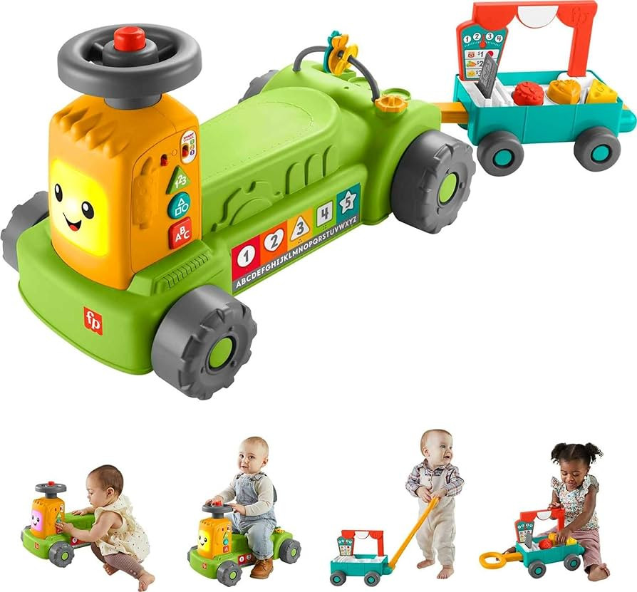 Fisher-Price Laugh & Learn Baby to Toddler Toy, 4-in-1 Farm to Market Tractor Ride On with Pull W... | Amazon (US)