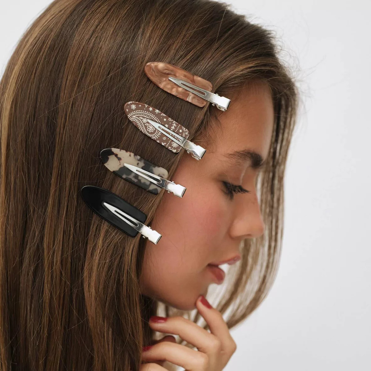 Frasier Sterling Paisley & Tortoise Creaseless Hair Clip Set 4pc- Brown/Black | Target