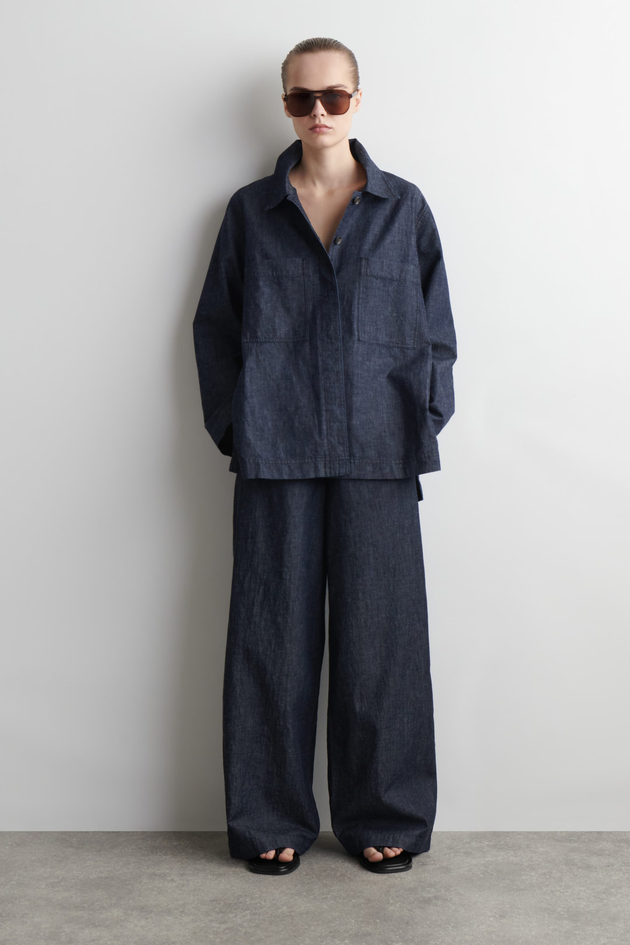 TIE-SIDE DENIM OVERSHIRT - INDIGO | COS UK