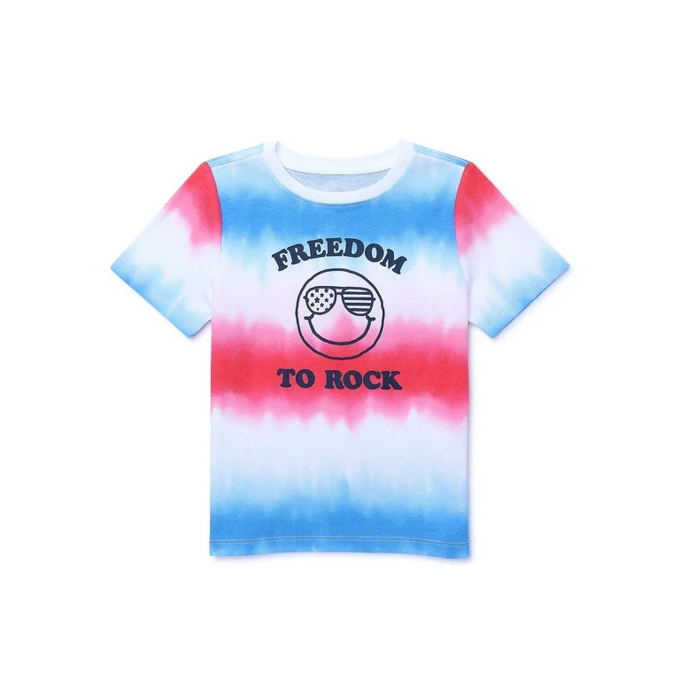 Wonder Nation Toddler Girls’ Americana Tie Dye Graphic Tee with Short Sleeves, Sizes 12M-5T - W... | Walmart (US)