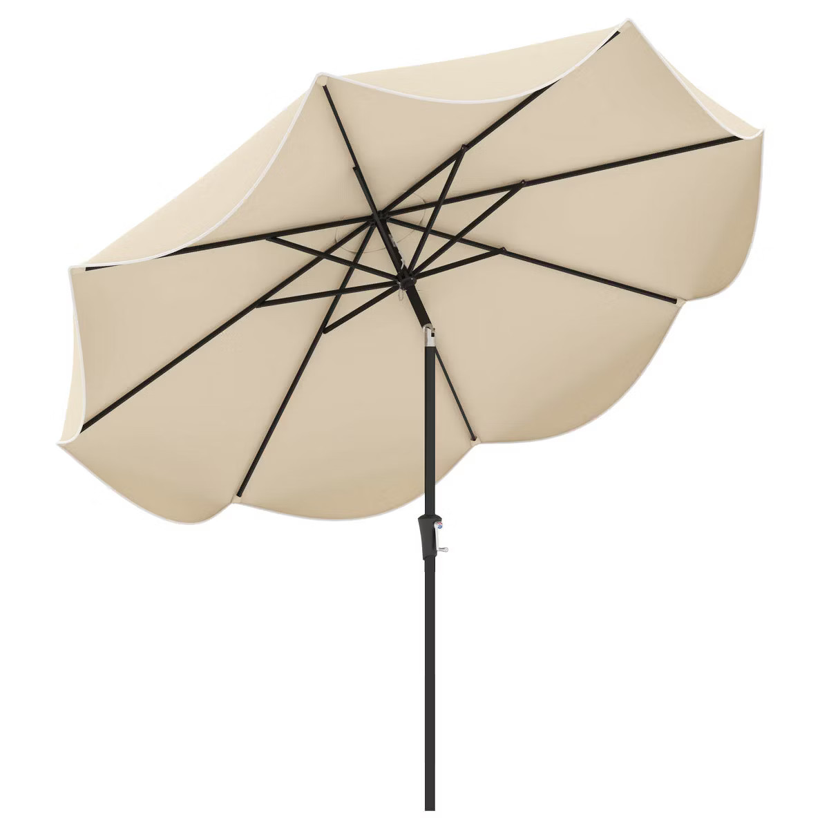 Costway 9 FT Patio Umbrella 2-Tier Market Table Umbrella with Crank Handle & 8 Ribs Beige/Navy | Target