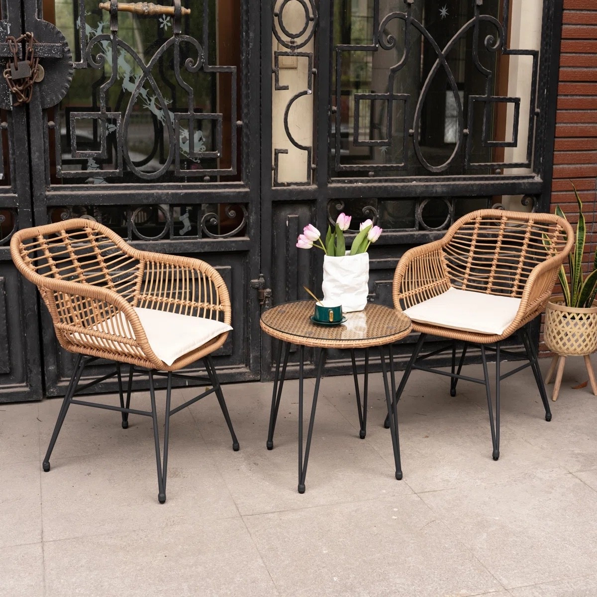 This 2-person patio conversation set from Wayfair is perfect for creating a cozy outdoor corner. Featuring two woven rattan chairs and a matching round table with cushions, it’s ideal for small patios, balconies, or garden spaces. ✨ Plus, it’s part of a 72-hour clearout sale, making it a great time to grab this set at a discounted price before it’s gone. 

#LTKSaleAlert #LTKHome