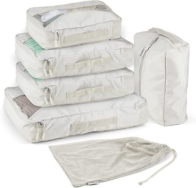 5 Piece Packing Cubes for Travel in Sizes (X-Large, Large, Medium, Small) by Pebbler | Organizers... | Amazon (US)