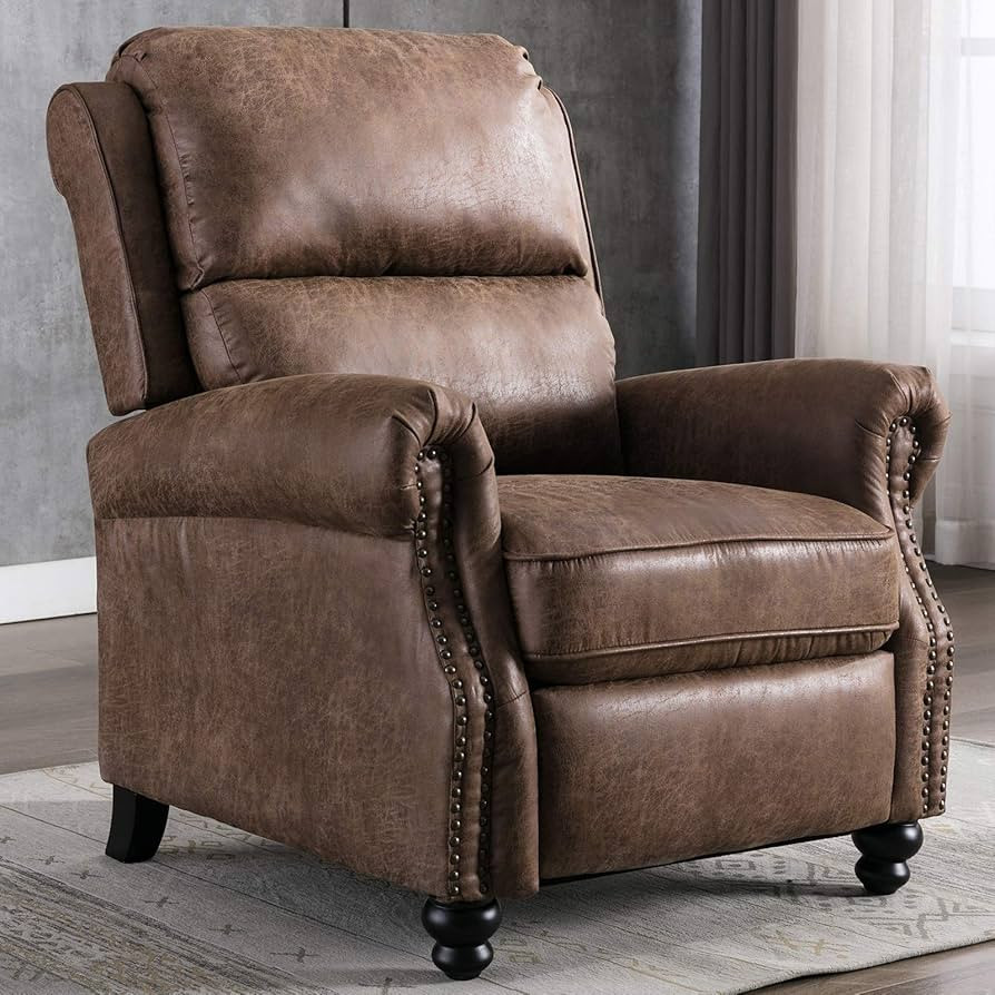 CANMOV Pushback Recliner Chair Leather Armchair Push Back Recliner with Rivet Decoration Single S... | Amazon (US)
