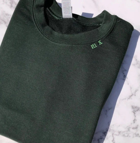 Personalized Initial Sweatshirt, Monogram Sweatshirt, Embroidered Sweatshirt, Embroidered Initial... | Etsy (US)